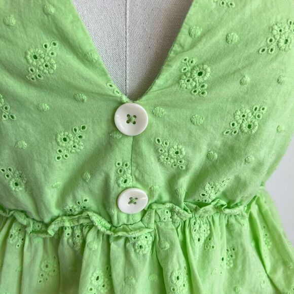 LINE & DOT Willow V-Neck Top Neon Green Size Small RTW - Picture 2 of 11
